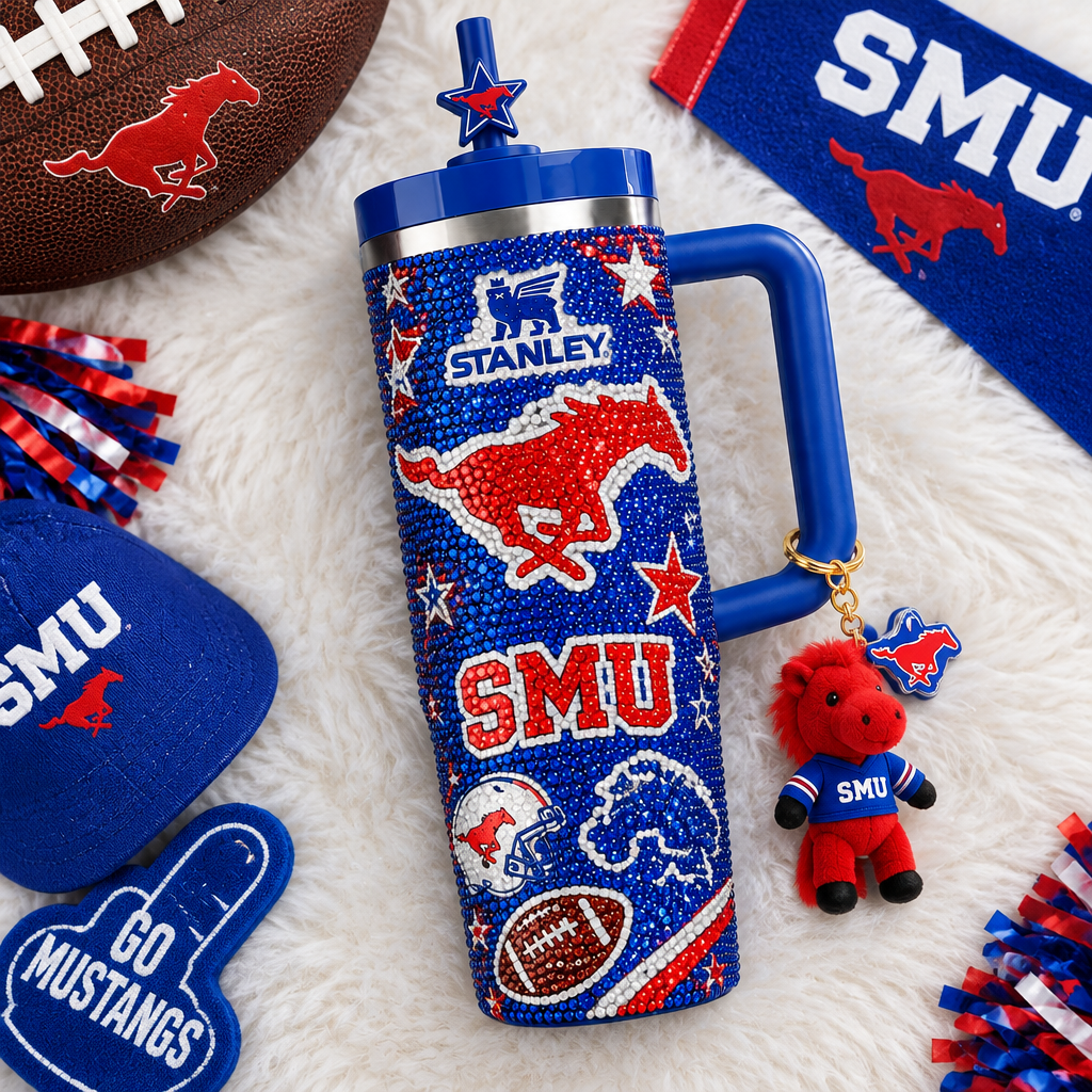 SMU Mustangs 40oz Tumbler With Handle TTNL